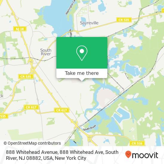 Mapa de 888 Whitehead Avenue, 888 Whitehead Ave, South River, NJ 08882, USA