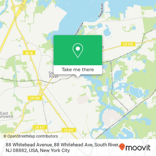 Mapa de 88 Whitehead Avenue, 88 Whitehead Ave, South River, NJ 08882, USA