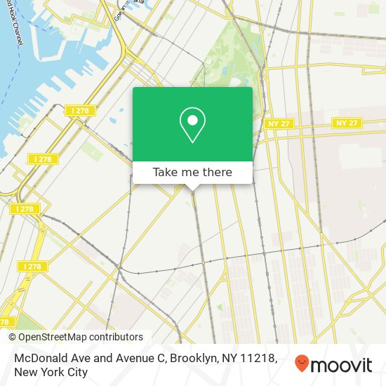 Mapa de McDonald Ave and Avenue C, Brooklyn, NY 11218