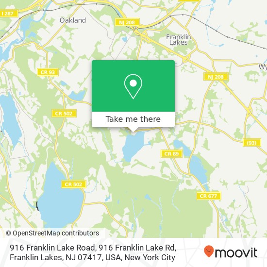 Mapa de 916 Franklin Lake Road, 916 Franklin Lake Rd, Franklin Lakes, NJ 07417, USA