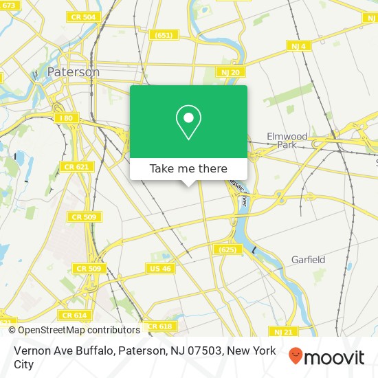 Mapa de Vernon Ave Buffalo, Paterson, NJ 07503