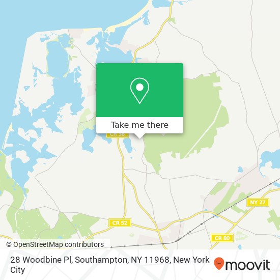 Mapa de 28 Woodbine Pl, Southampton, NY 11968