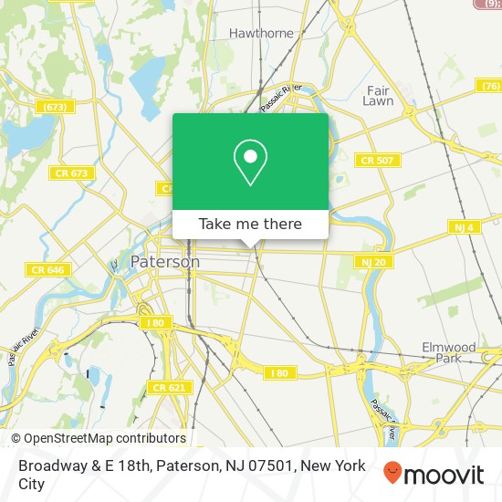 Mapa de Broadway & E 18th, Paterson, NJ 07501