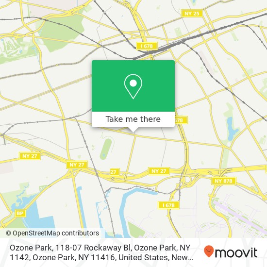 Mapa de Ozone Park, 118-07 Rockaway Bl, Ozone Park, NY 1142, Ozone Park, NY 11416, United States