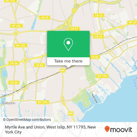 Mapa de Myrtle Ave and Union, West Islip, NY 11795