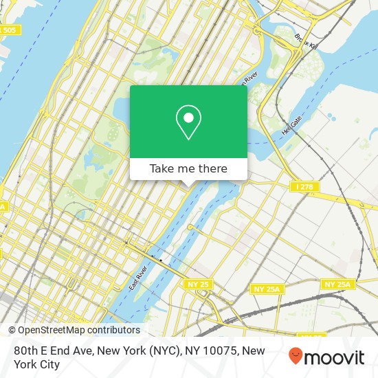 Mapa de 80th E End Ave, New York (NYC), NY 10075