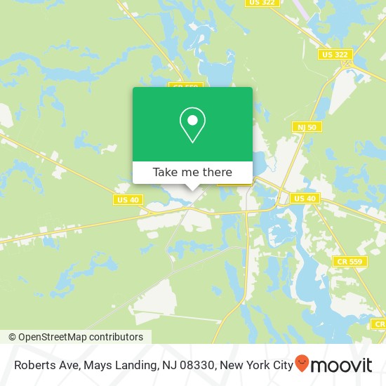 Mapa de Roberts Ave, Mays Landing, NJ 08330