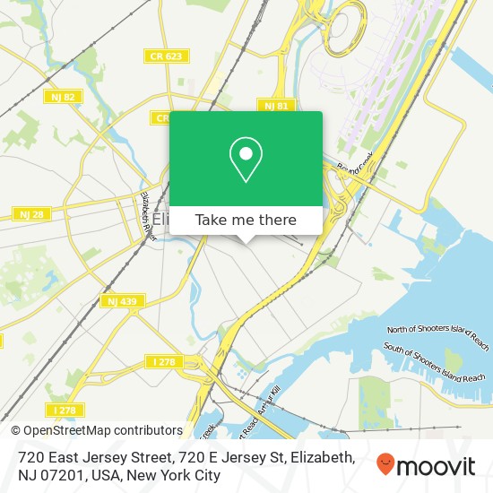 Mapa de 720 East Jersey Street, 720 E Jersey St, Elizabeth, NJ 07201, USA