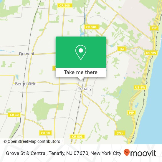 Mapa de Grove St & Central, Tenafly, NJ 07670