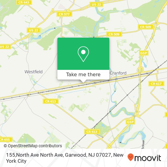 Mapa de 155,North Ave North Ave, Garwood, NJ 07027