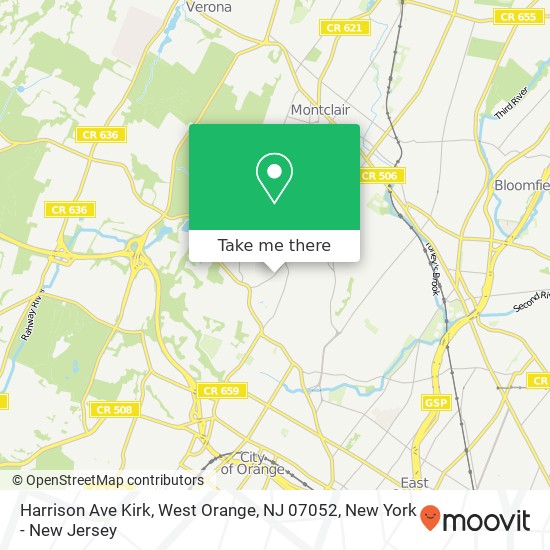 Mapa de Harrison Ave Kirk, West Orange, NJ 07052