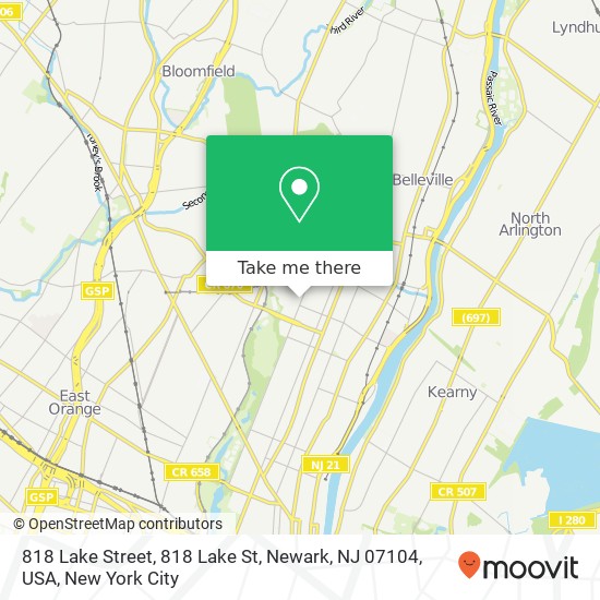 Mapa de 818 Lake Street, 818 Lake St, Newark, NJ 07104, USA