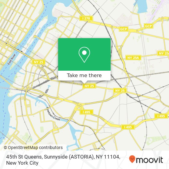 Mapa de 45th St Queens, Sunnyside (ASTORIA), NY 11104
