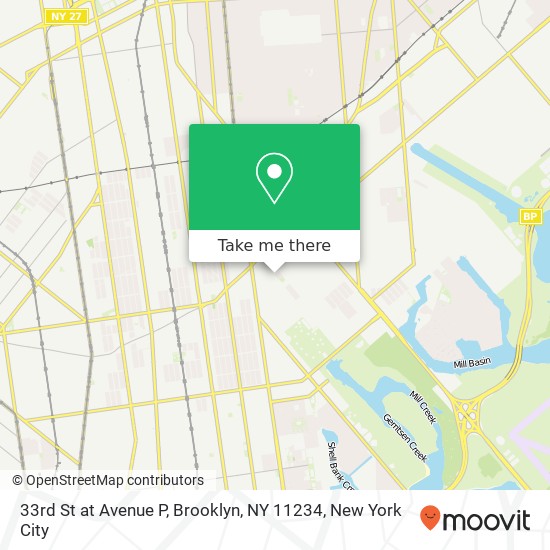 Mapa de 33rd St at Avenue P, Brooklyn, NY 11234