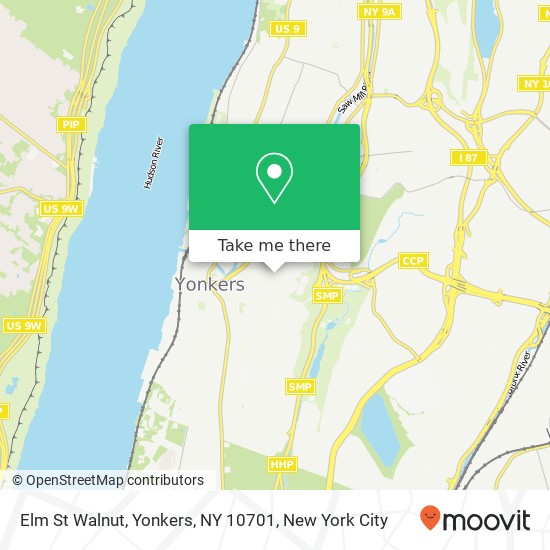 Mapa de Elm St Walnut, Yonkers, NY 10701