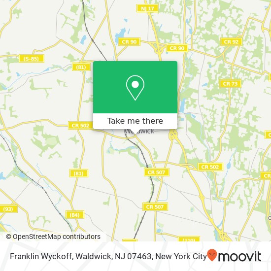 Mapa de Franklin Wyckoff, Waldwick, NJ 07463