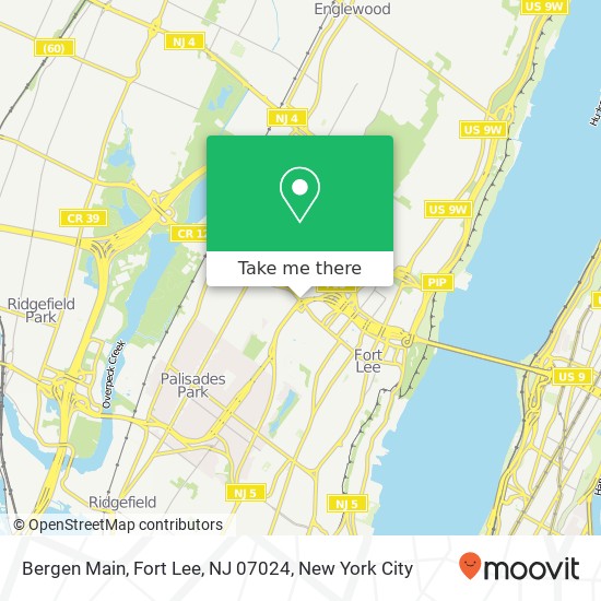 Mapa de Bergen Main, Fort Lee, NJ 07024