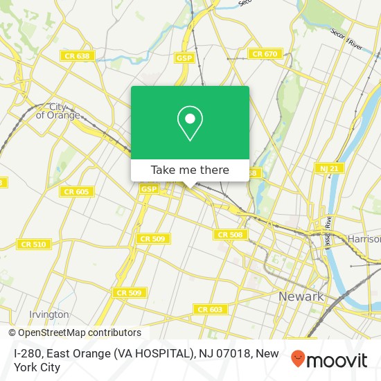 Mapa de I-280, East Orange (VA HOSPITAL), NJ 07018