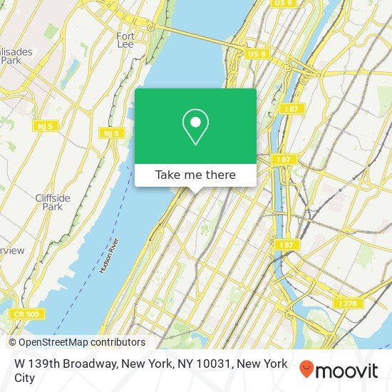 Mapa de W 139th Broadway, New York, NY 10031