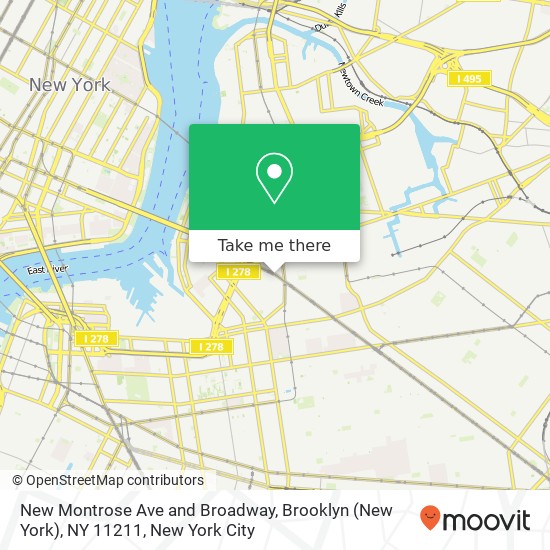 New Montrose Ave and Broadway, Brooklyn (New York), NY 11211 map