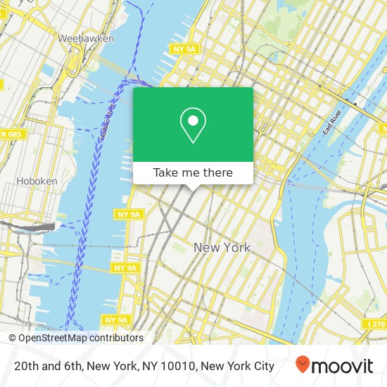 20th and 6th, New York, NY 10010 map
