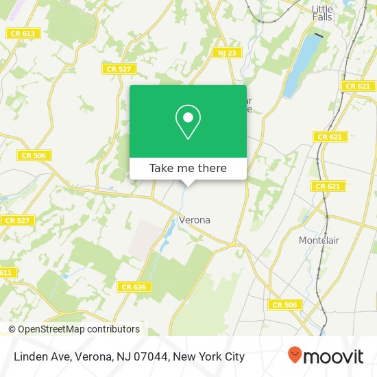 Mapa de Linden Ave, Verona, NJ 07044
