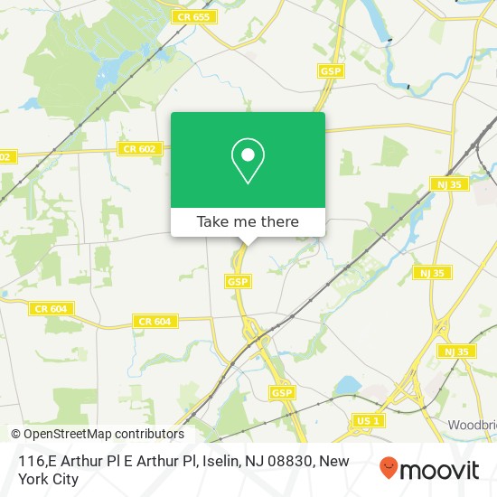 Mapa de 116,E Arthur Pl E Arthur Pl, Iselin, NJ 08830