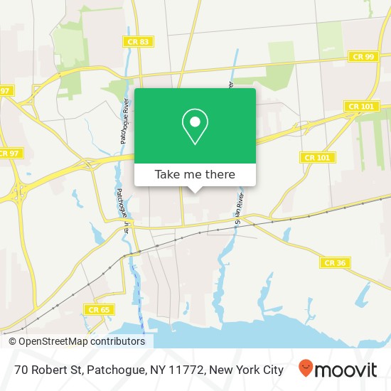 Mapa de 70 Robert St, Patchogue, NY 11772