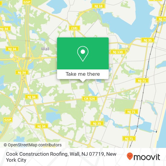 Cook Construction Roofing, Wall, NJ 07719 map