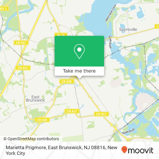 Mapa de Marietta Prigmore, East Brunswick, NJ 08816