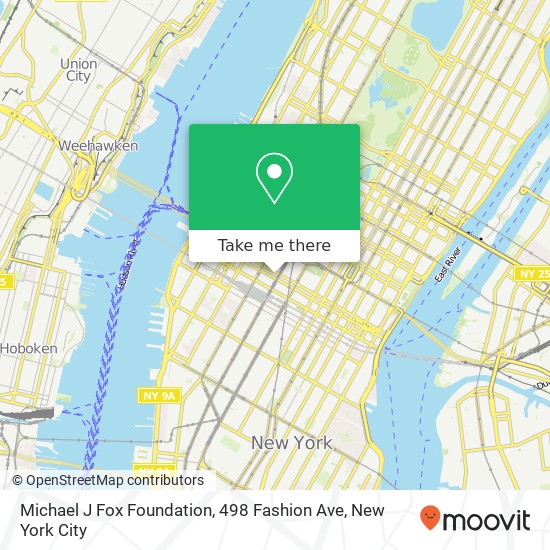 Mapa de Michael J Fox Foundation, 498 Fashion Ave