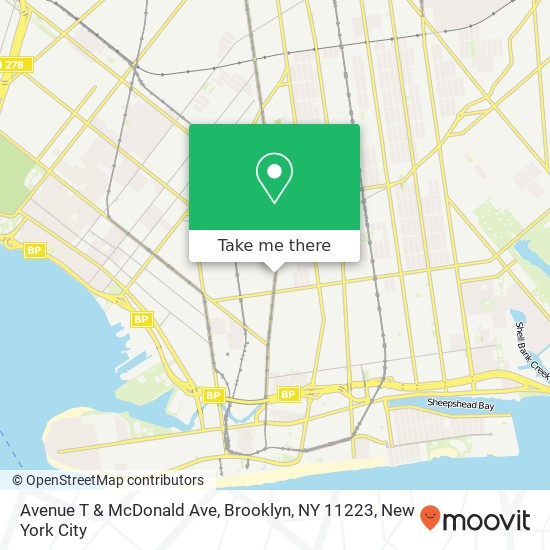 Avenue T & McDonald Ave, Brooklyn, NY 11223 map