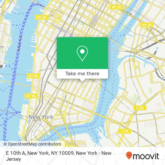 Mapa de E 10th A, New York, NY 10009