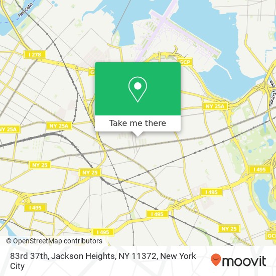 Mapa de 83rd 37th, Jackson Heights, NY 11372