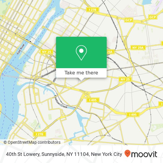 Mapa de 40th St Lowery, Sunnyside, NY 11104