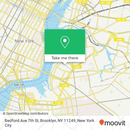 Mapa de Bedford Ave 7th St, Brooklyn, NY 11249