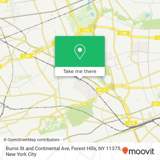 Burns St and Continental Ave, Forest Hills, NY 11375 map