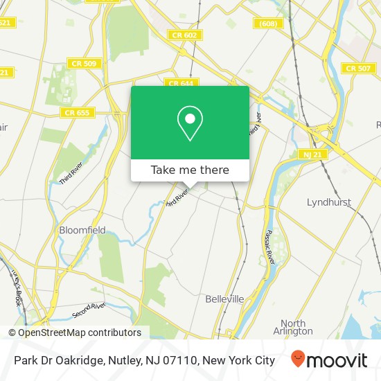 Mapa de Park Dr Oakridge, Nutley, NJ 07110