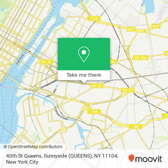 Mapa de 40th St Queens, Sunnyside (QUEENS), NY 11104