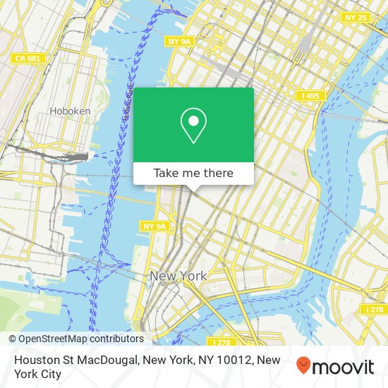 Houston St MacDougal, New York, NY 10012 map