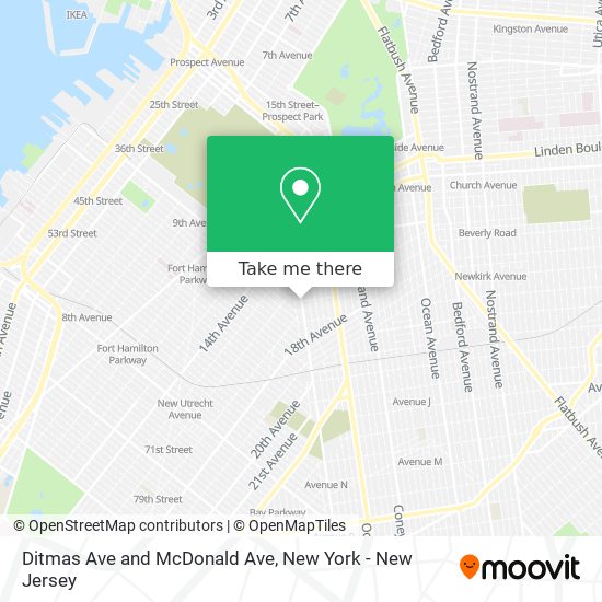 Ditmas Ave and McDonald Ave map