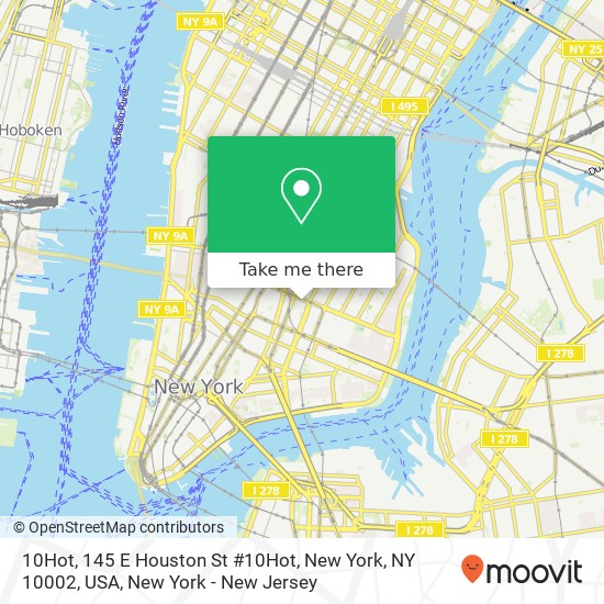 Mapa de 10Hot, 145 E Houston St #10Hot, New York, NY 10002, USA