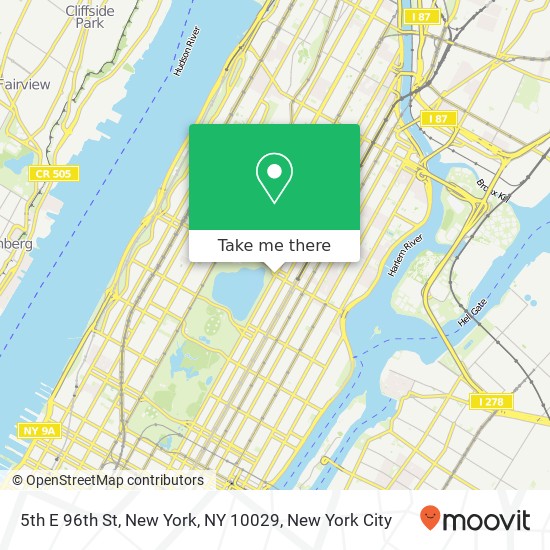 5th E 96th St, New York, NY 10029 map