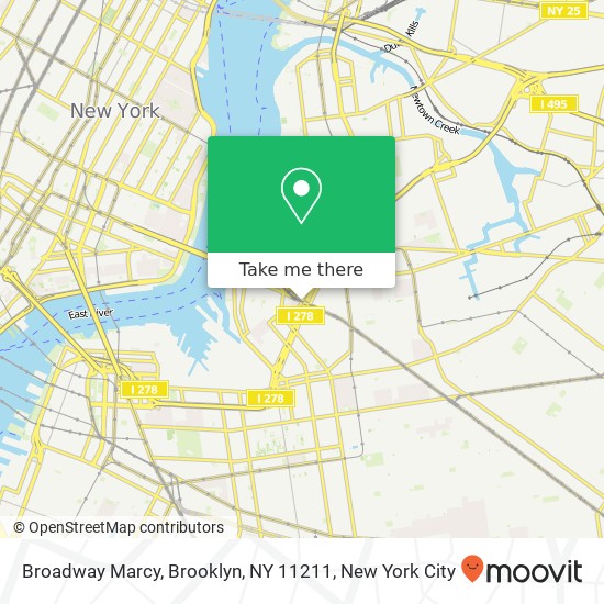 Mapa de Broadway Marcy, Brooklyn, NY 11211