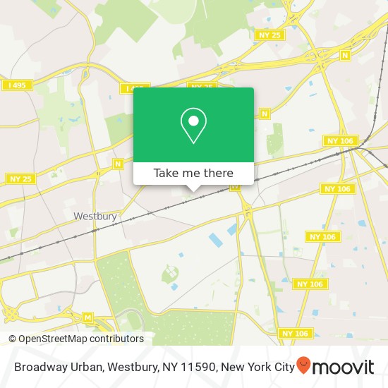 Mapa de Broadway Urban, Westbury, NY 11590