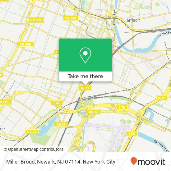 Mapa de Miller Broad, Newark, NJ 07114