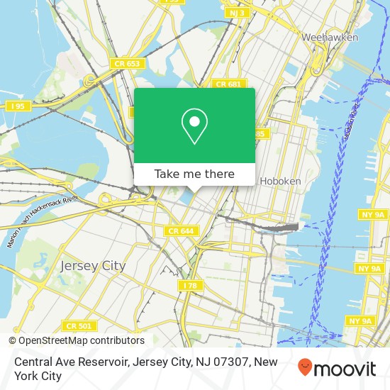 Mapa de Central Ave Reservoir, Jersey City, NJ 07307