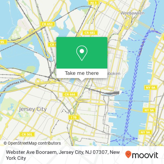 Mapa de Webster Ave Booraem, Jersey City, NJ 07307