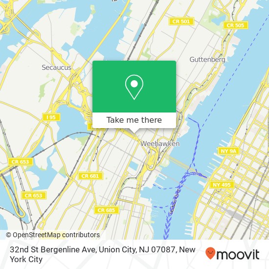 Mapa de 32nd St Bergenline Ave, Union City, NJ 07087