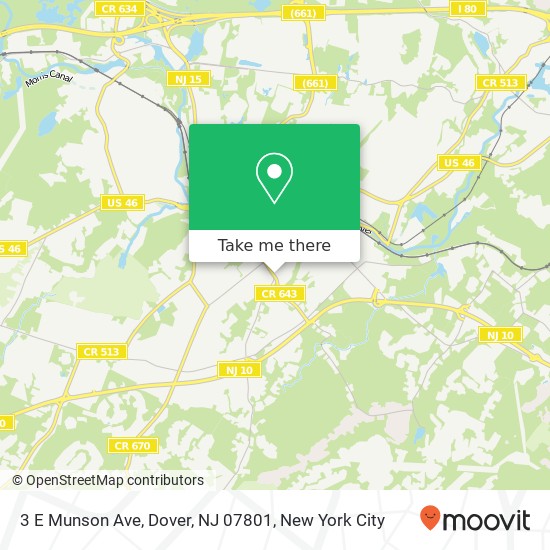 Mapa de 3 E Munson Ave, Dover, NJ 07801
